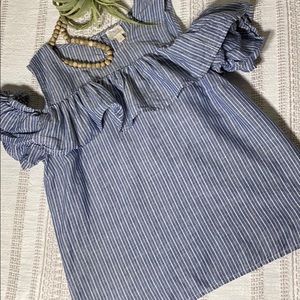 J Crew Ruffle Stripe Top